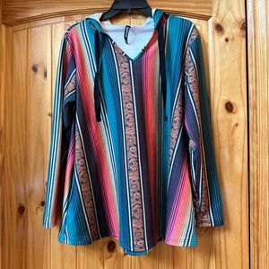 Crazy Train Med. Hoodie NWout Tags.  Serape&Leather Tooled Stripes-Super Soft!